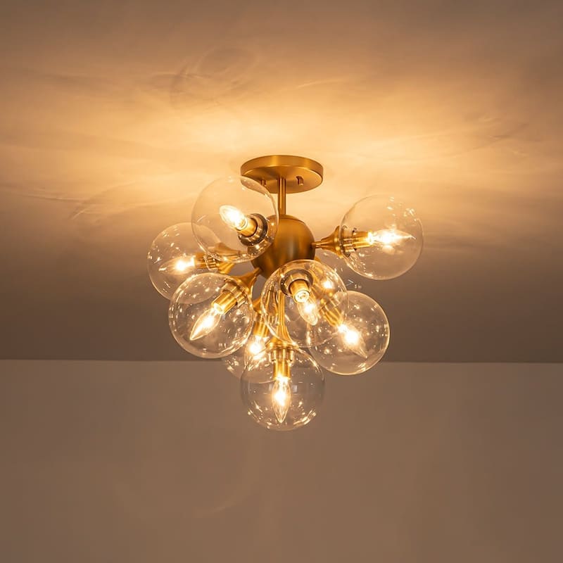 Funky 9-Light Tiered Glass Globe Bubble Semi Flush Mount 20.5in
