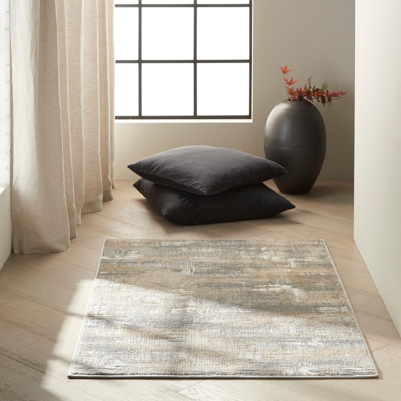 Calvin Klein Rush Abstract Area Rug - 3'2"X5' - Grey/Beige - Rectangle