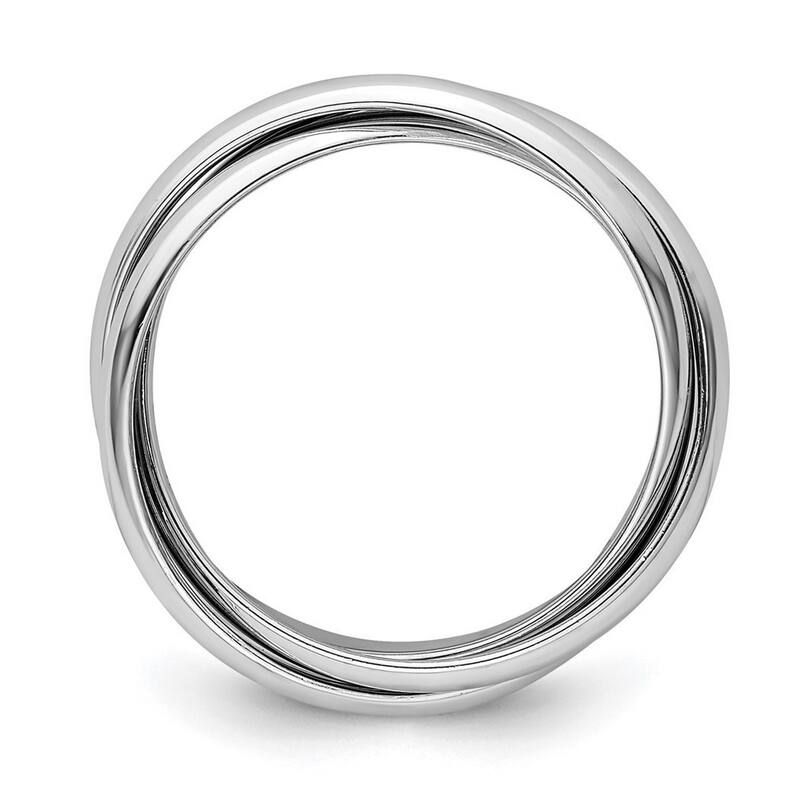 Curata 14k White Gold Hollow Polished Rolling Ring