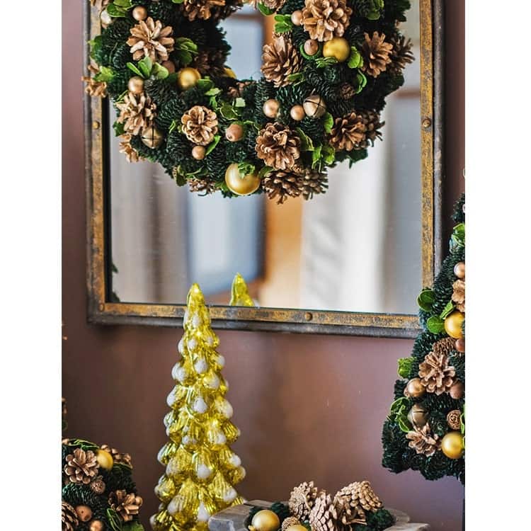 RusticReach Antique Style Dark Iron Mirror - Gold