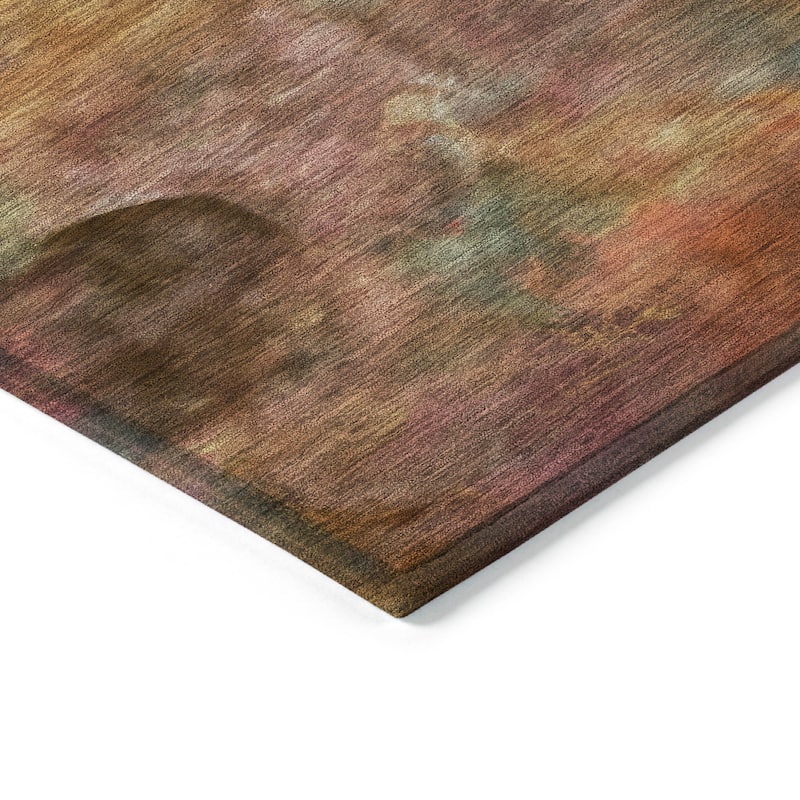 Machine Washable Indoor/ Outdoor Abstract Contemporary Chantille Rug