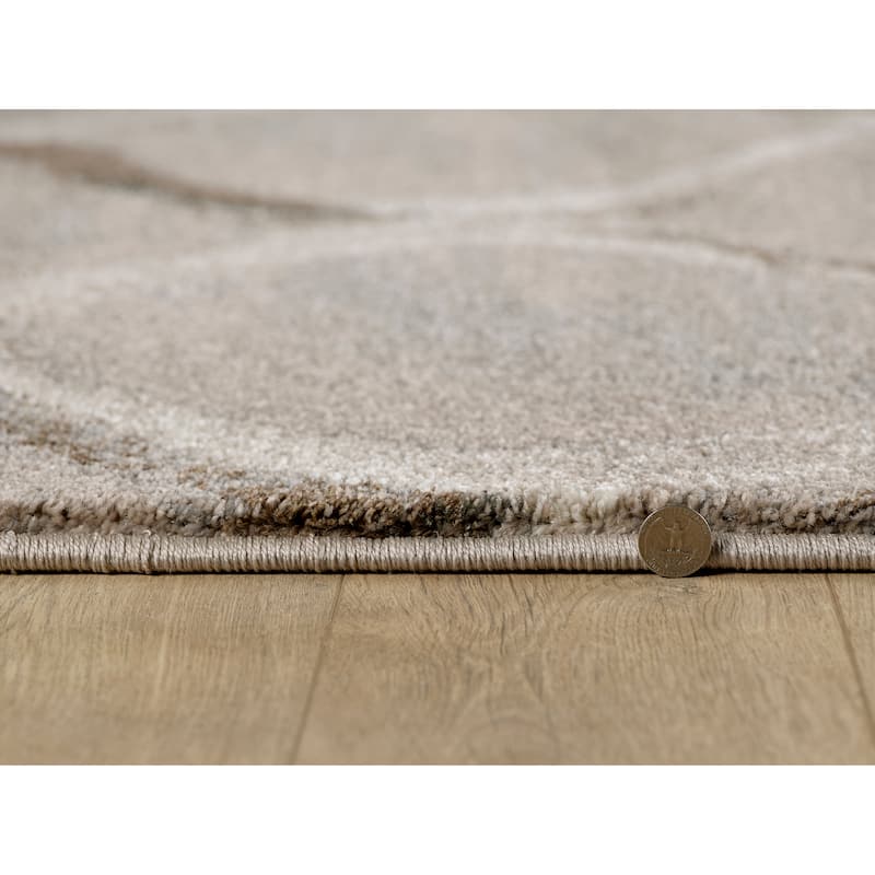 Domani Scene Transitional Charcoal Wave or Brick Area Rug