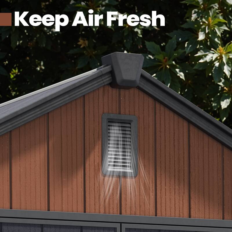 8X8/8X10/8X12 FT Resin Outdoor Storage Shed with Window Vent Floor for Patio Furniture and Tools