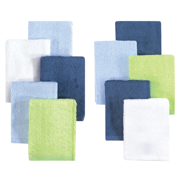 slide 1 of 1, Little Treasure Baby Boy Rayon from Bamboo Luxurious Washcloths, Denim Lime 10-Pack, One Size - Denim Lime 10-Pack - One Size One Size - Denim Lime 10-Pack