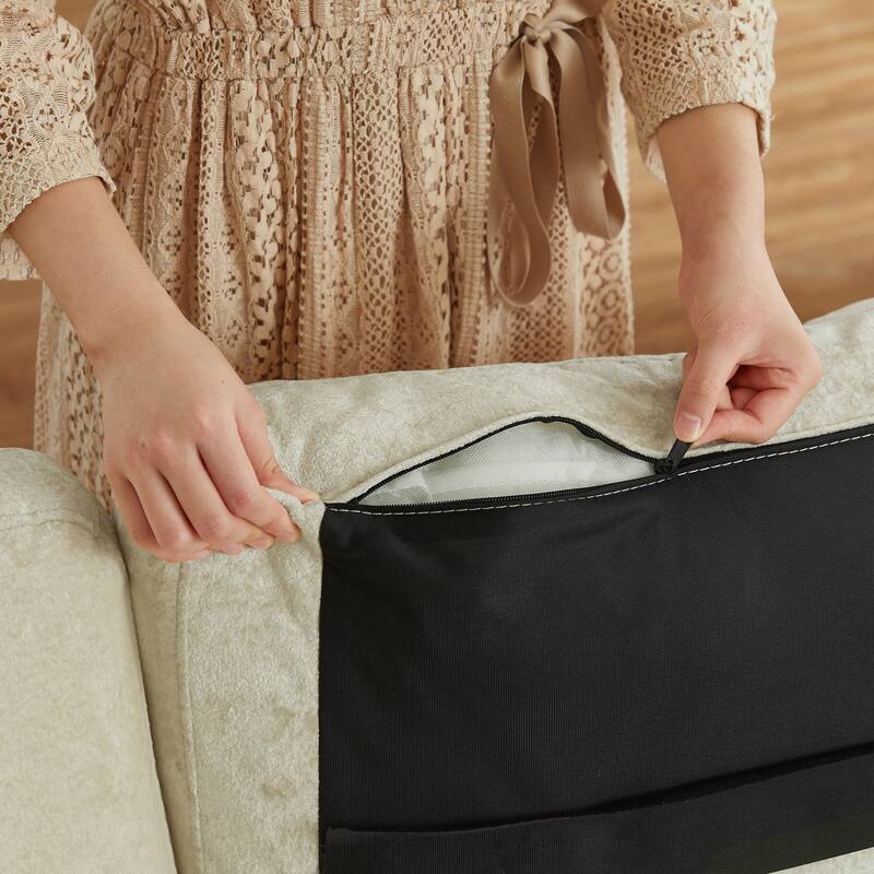 99.41" Chenille High Armrest L Shaped Sofa