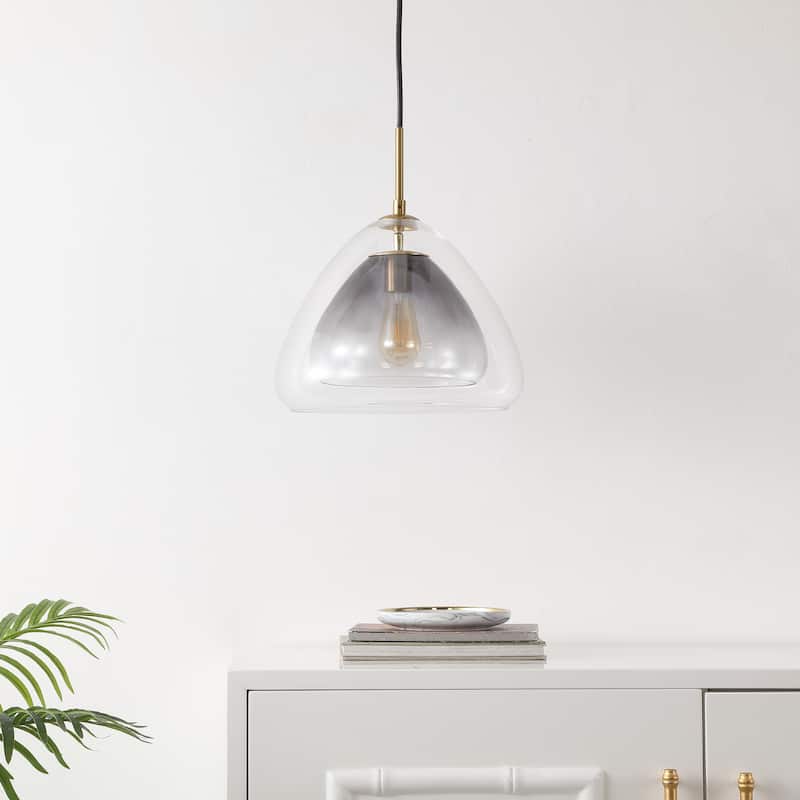SAFAVIEH Lighting Eclipse Modern Glam 1-light Glass Pendant (LED Bulb Included) - 14 in. W x 14 in. D x 17-76 in. H