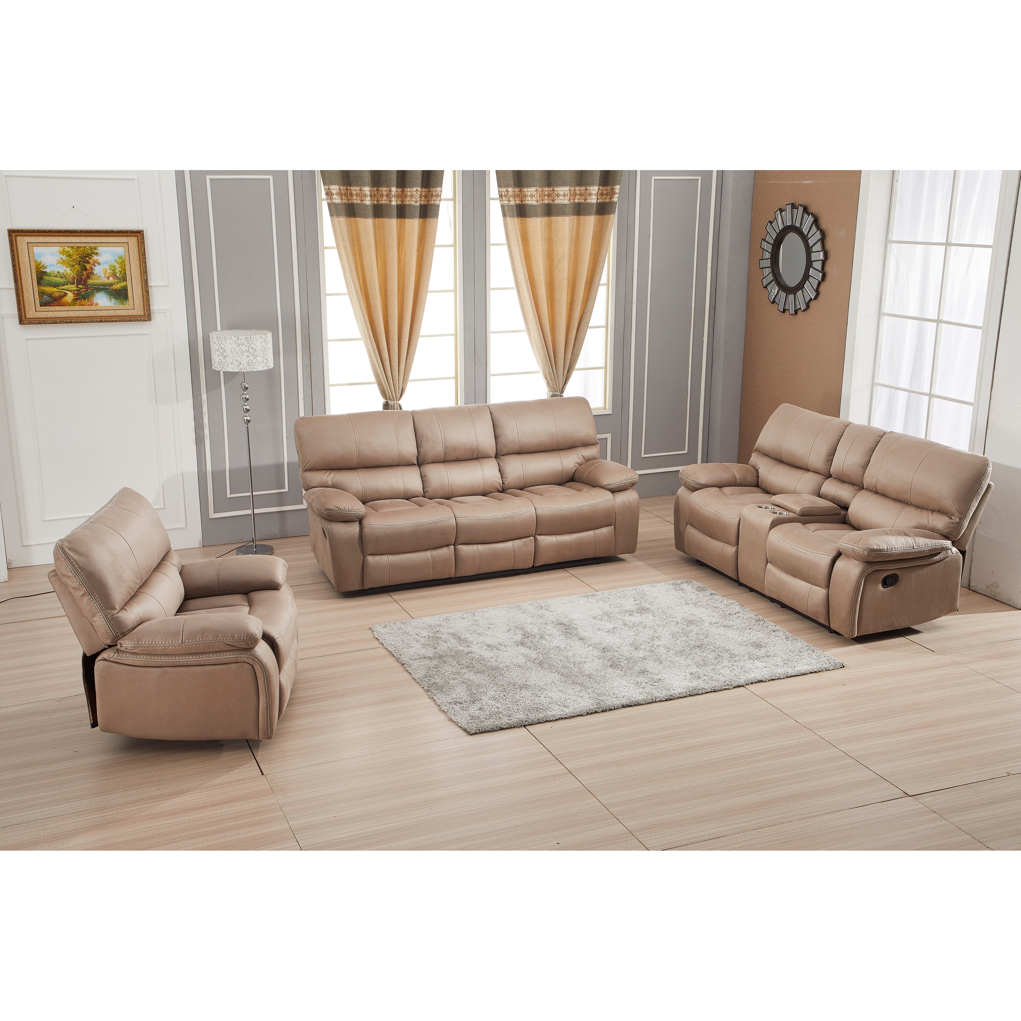 Brown microfiber couch online with recliners