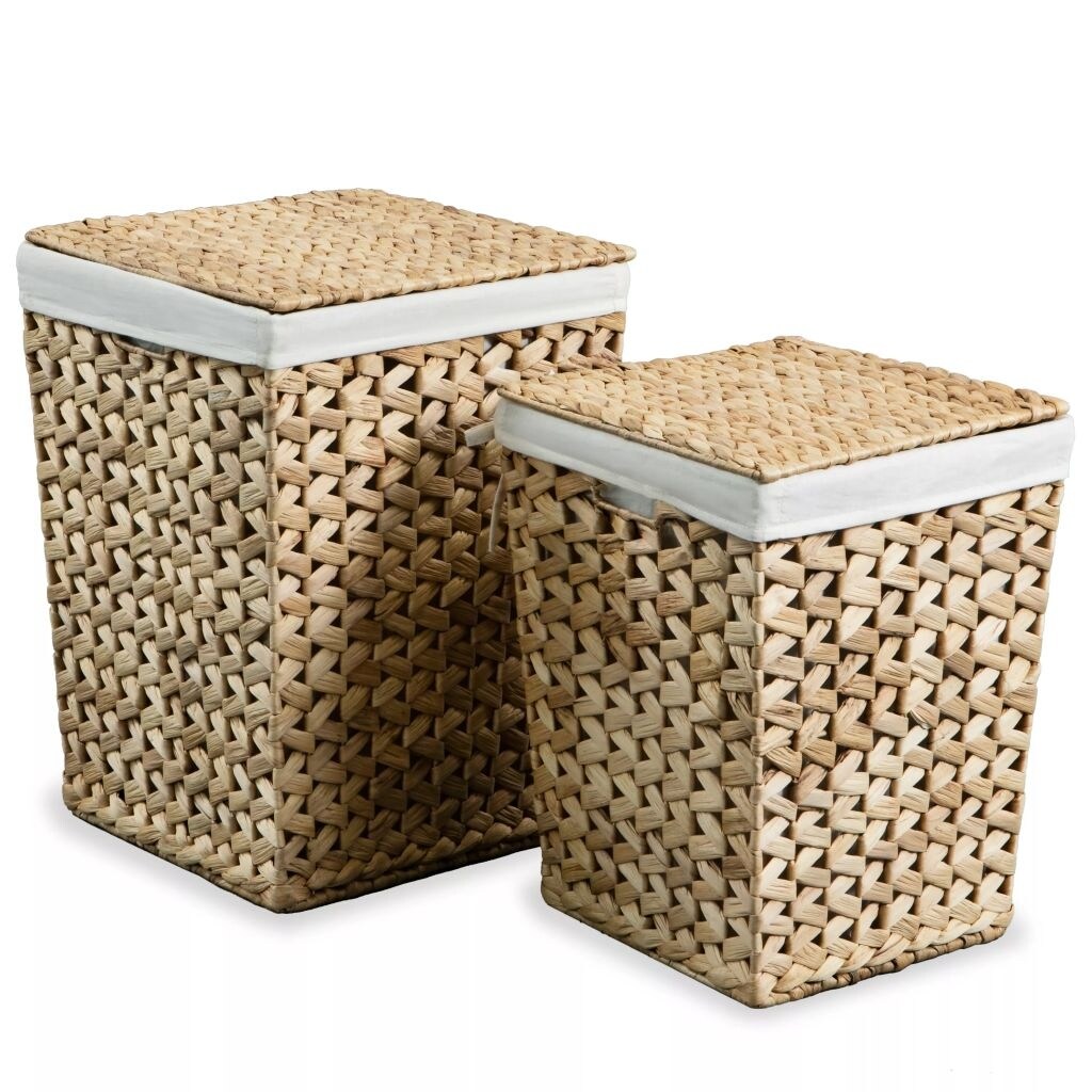 Shop Vidaxl Laundry Basket Set 2 Pieces Water Hyacinth Overstock 31591598