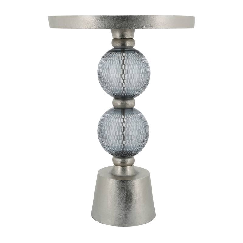 Metal, 22"h Orb Side Table, Mirror Top, Gry, brnz 22.0"H - 16.0" x 16.0" x 22.0"