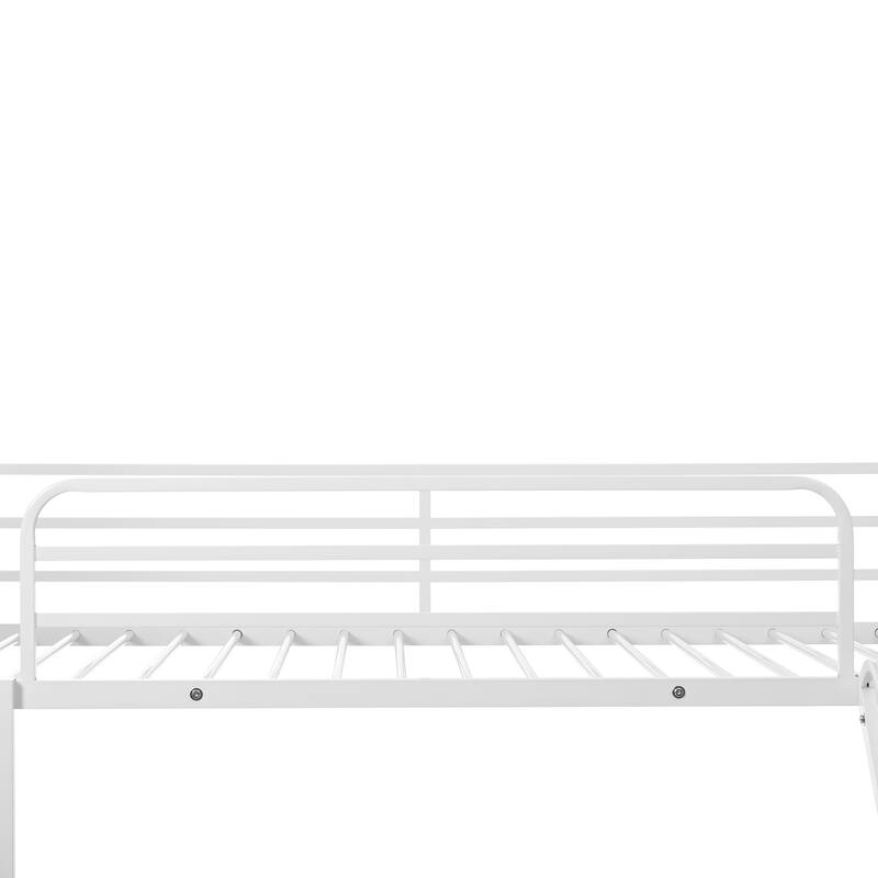 Metal Twin Over Twin Bunk Bed with Ladder and Slider, Sturdy and Safe Design