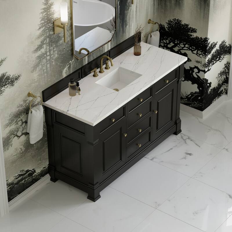 Brookfield 60S" Single Vanity, Black Onyx - Ethereal Noctis