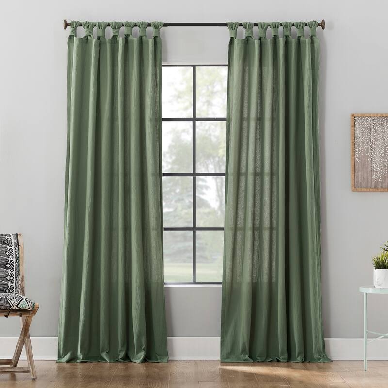 Archaeo Washed Cotton Twist Tab Curtain, Single Panel - Moss - 52" x 95"