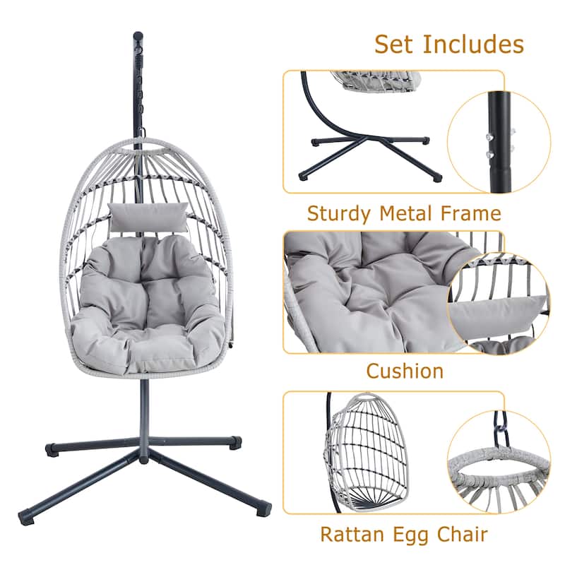 Iron Wicker Hanging Egg Chair