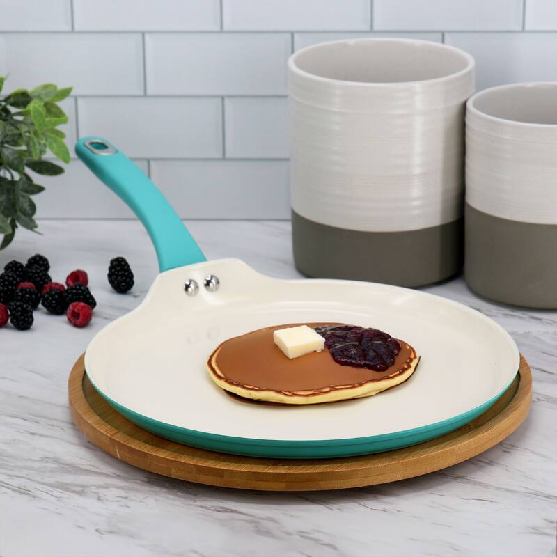 11 Inch Ceramic Nonstick Aluminum Pancake Pan in Teal On Sale Bed Bath & Beyond 39179823