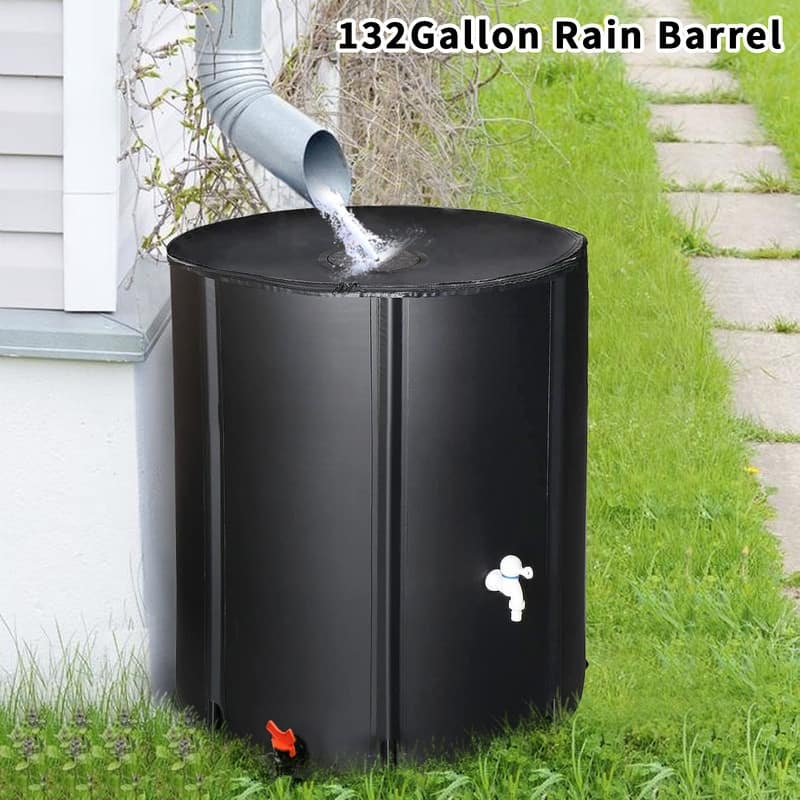 Black PVC Rain Barrel