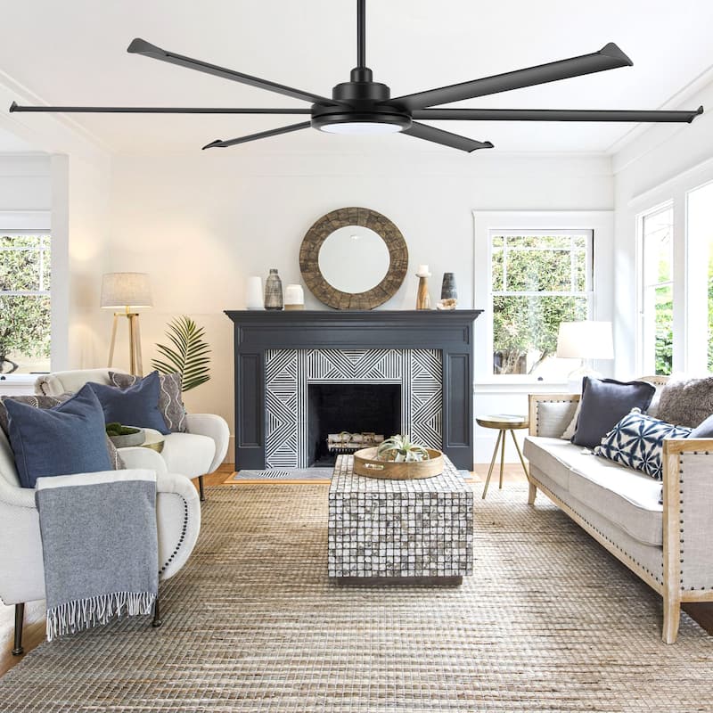 MLiAN 96 In. 6 Aluminium Blades Indoor Ceiling Fan with Light Kit and Remote - 96"