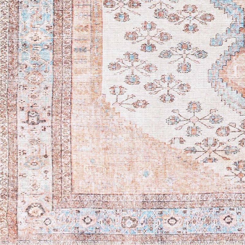 Hauteloom Moora Living Room, Bedroom Machine Washable Area Rug - Aqua, Black, Blush - 2' x 2'11"