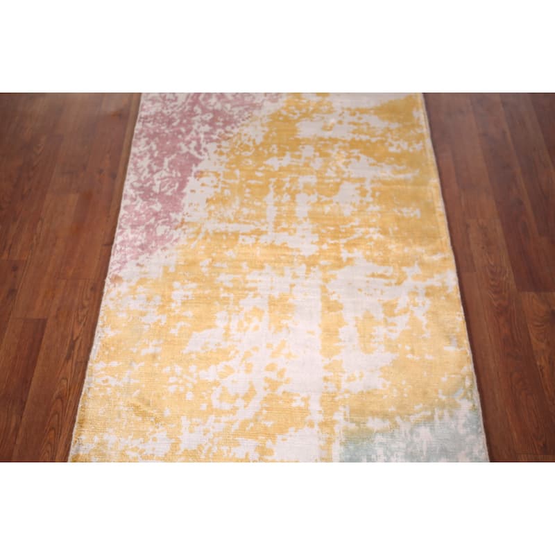 Colorful Abstract Indian Foyer Rug Handmade Wool Carpet - 2'7"x 4'5"