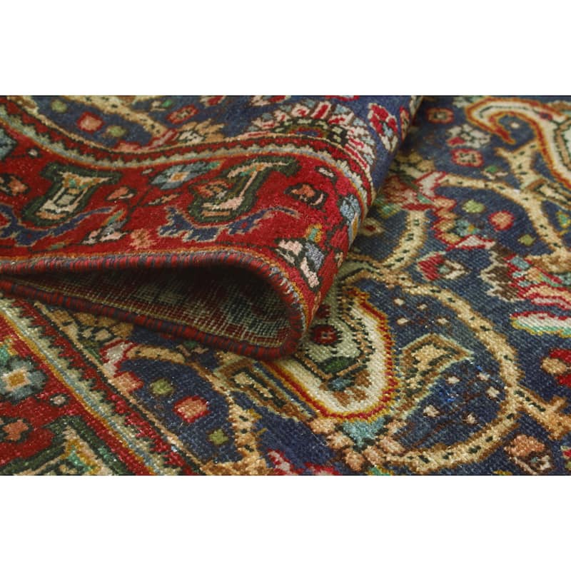 Fine Vintage Distressed Nasira Red/Navy Rug - 4'5" x 6'7"