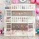preview thumbnail 1 of 18, Detachable Rubber Wood Triple Bunk Bed with Ladders,Guardrails,Twin over Twin over Twin White