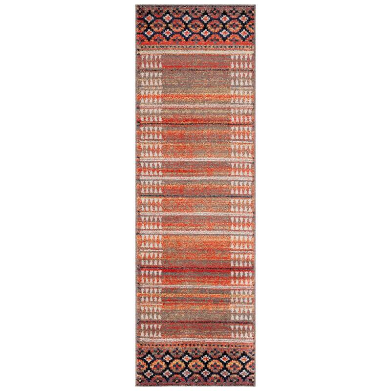 SAFAVIEH Adirondack Maisun Contemporary Rug - 2'6" x 8' Runner - Rust/Ivory Navy
