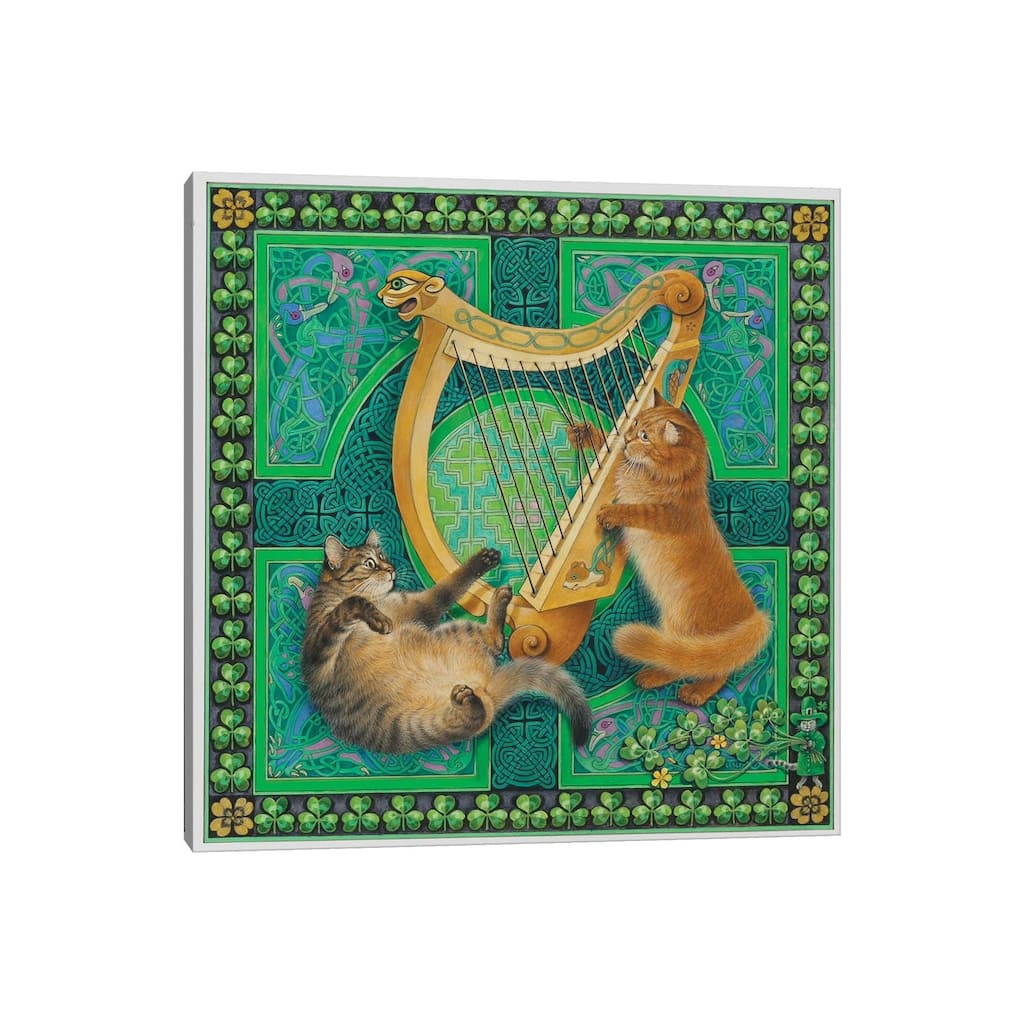 iCanvas "St Patrick's Day With Dandelion & Christie" by Ivory Cats Canvas Print