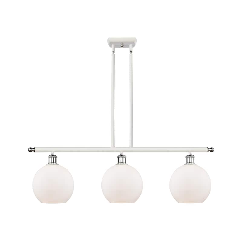 Innovations Lighting Athens 3 Light 36" Island Light - 8" Shade - Matte White/White and Polished Chrome