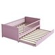 preview thumbnail 7 of 13, Low Profile Twin Size Kids Platform Bed with Guardrail, Multifunctional Wood Bed Frame with Trundle Bed