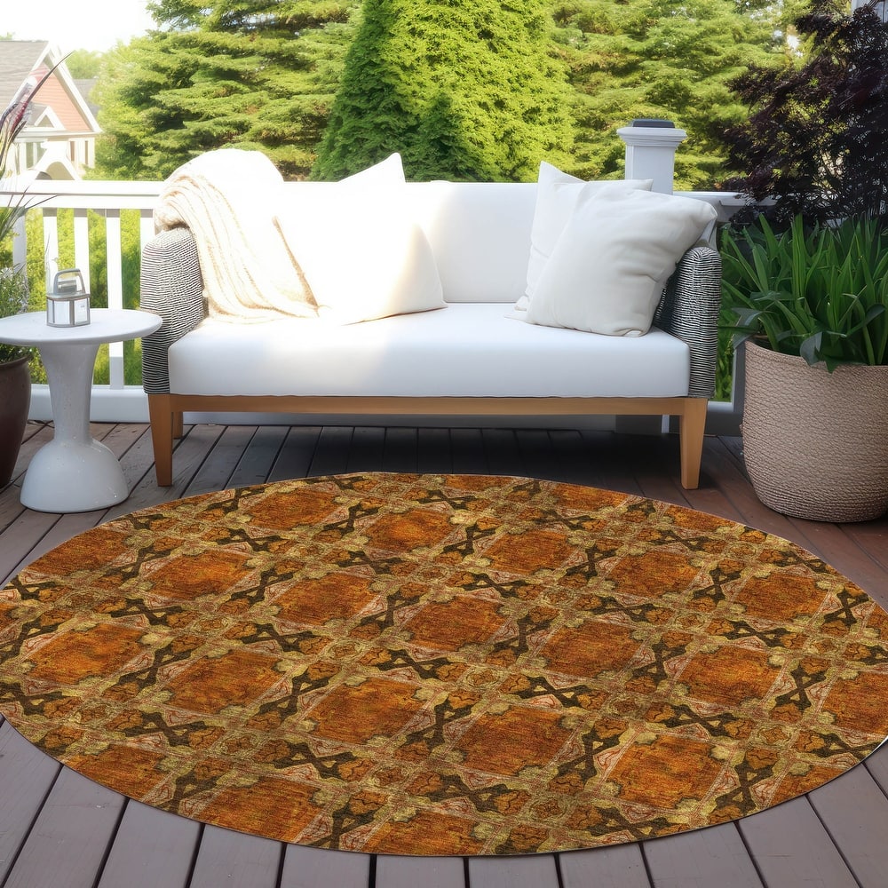Machine Washable Indoor/ Outdoor Boho Medallions Chantille Rug