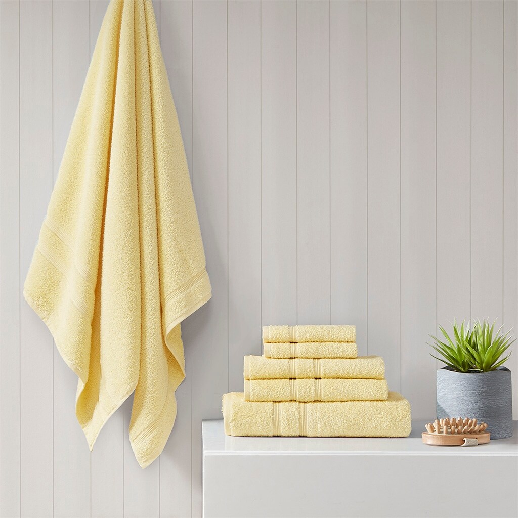 6pc Spa Waffle Jacquard Cotton Bath Towel Set Aqua