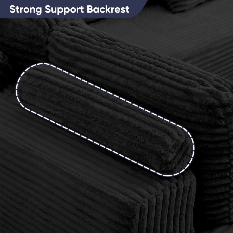 Mixoy 136"U-Shaped Modular Corduroy Sectional Sofa,7-Seater Deep Seats Sofa with Movable Ottoman - U-Shaped