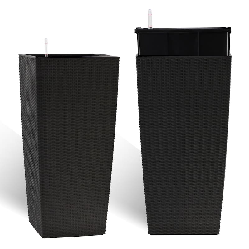 30 in Tall Flower Pots Planter with Self-Watering Drainage Holes&Inner Trays Indoor Outdoor with Drain Holes,Water Level Monitor