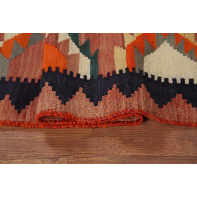 Vegetable Dye Kilim Qashqai Persian Rug Hand-Woven Vintage Wool Carpet - 4'4"x 6'6"