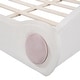 preview thumbnail 12 of 12, Queen Size Cloud-Shaped Headboard Upholstered Platform Bed with Rounded Footboard and Convenient Pocket for Storage, Beige