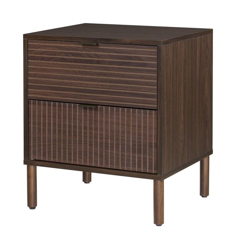 Merk Walnut Nightstand 2 Drawers
