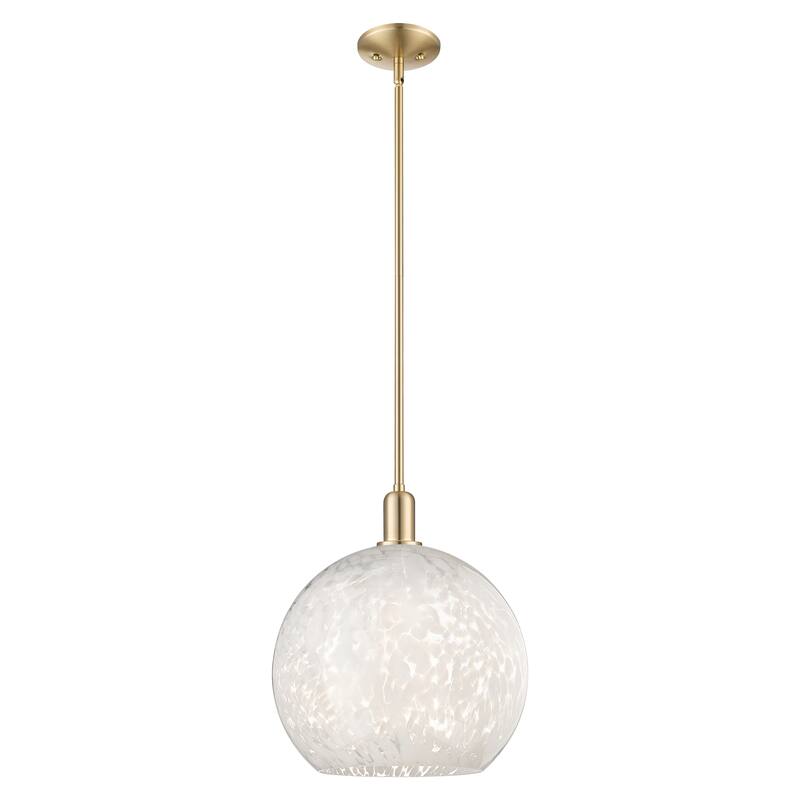 Innovations Lighting Endless Possibilities Arcadia - White Mouchette - 1 Light 14" Stem Hung Mini Pendant - Champagne Bronze