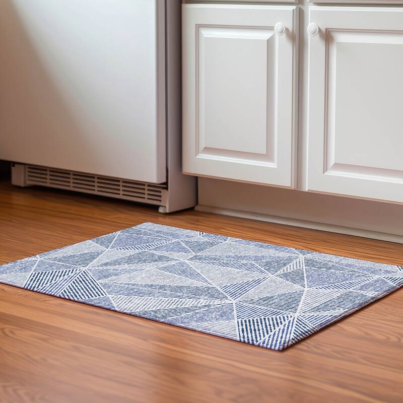 Premium Washable Super Soft Contemporary Mosaic Mayfield Rug - Navy - 1' 8" x 2' 6" - Rectangle