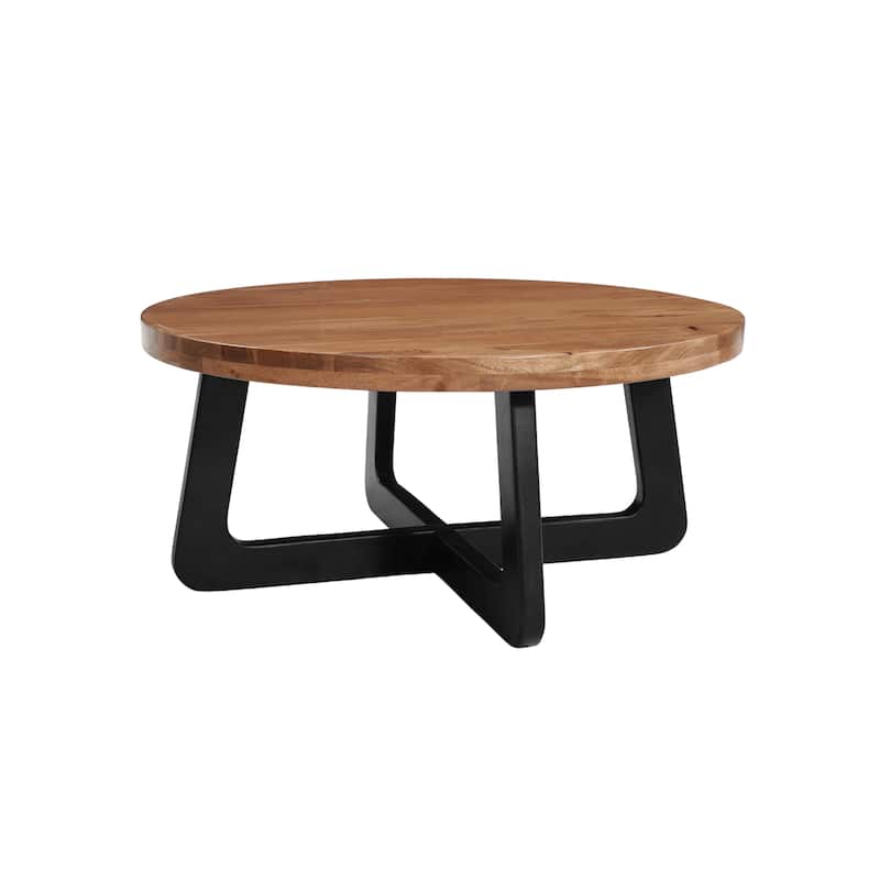 Ava Modern 2-Piece Round Solid Wood Living Room Table Set