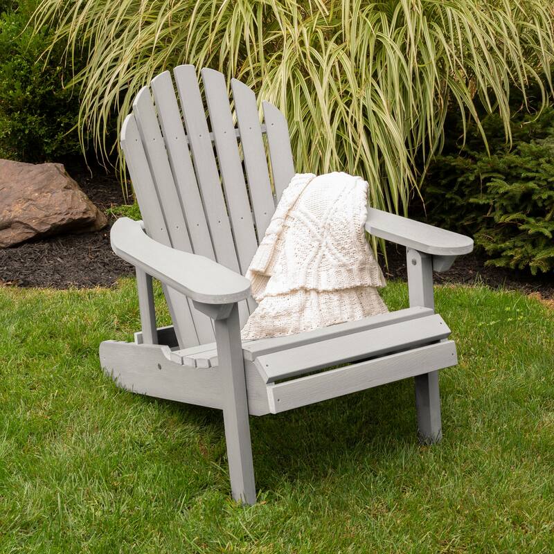 Eco-friendly Synthetic Wood Folding and Reclining Adirondack Chair