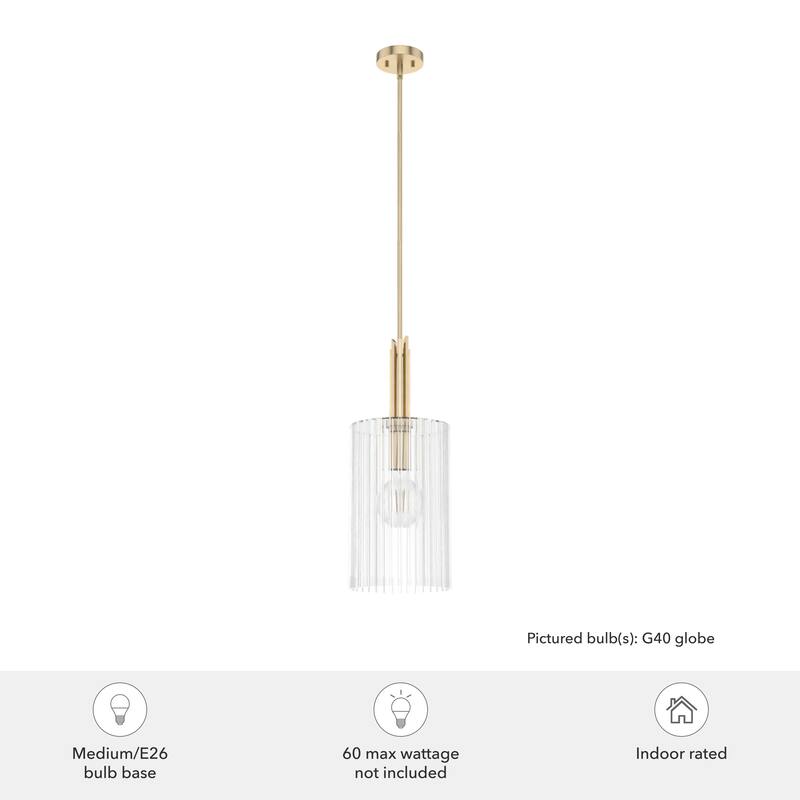 Hunter Gatz 1-Light Pendant - Kitchen Island, Dining Room, Entry - Glam, Contemporary, Transitional