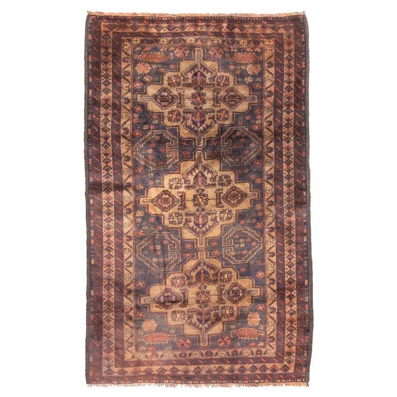 ECARPETGALLERY Hand-knotted Teimani Dark Grey Wool Rug - 2'11 x 4'9