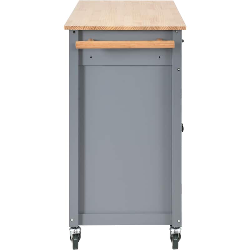 Kitchen Island Cart with Solid Wood Top