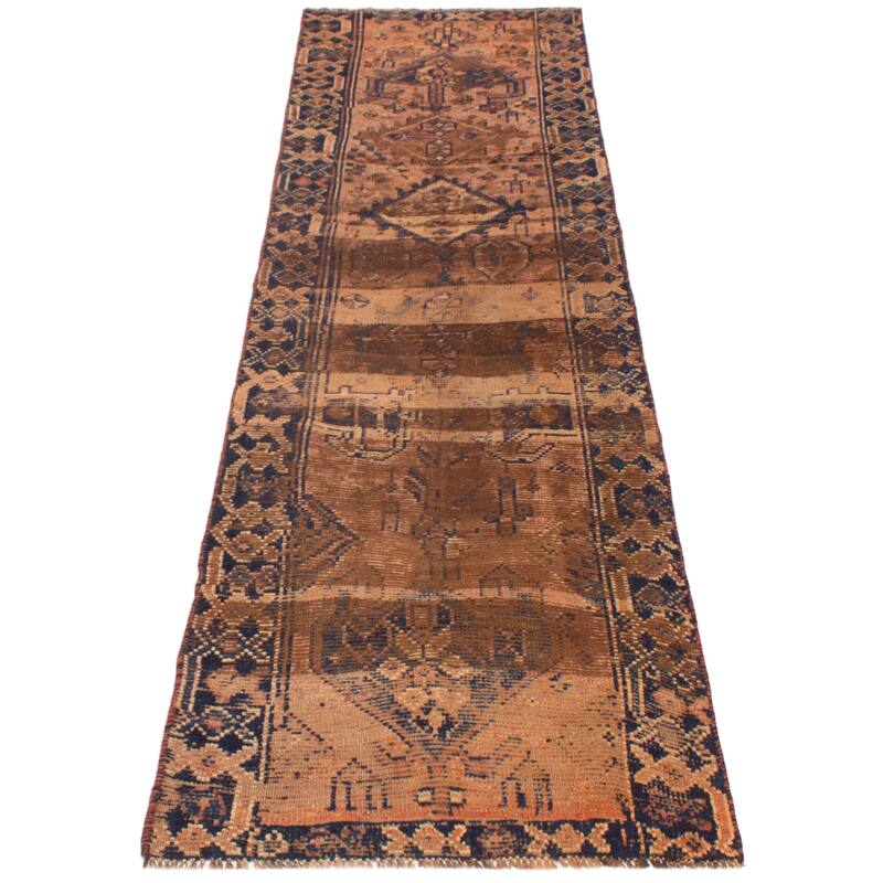 ECARPETGALLERY Hand-knotted Melis Vintage Copper Wool Rug - 3'1 x 10'11