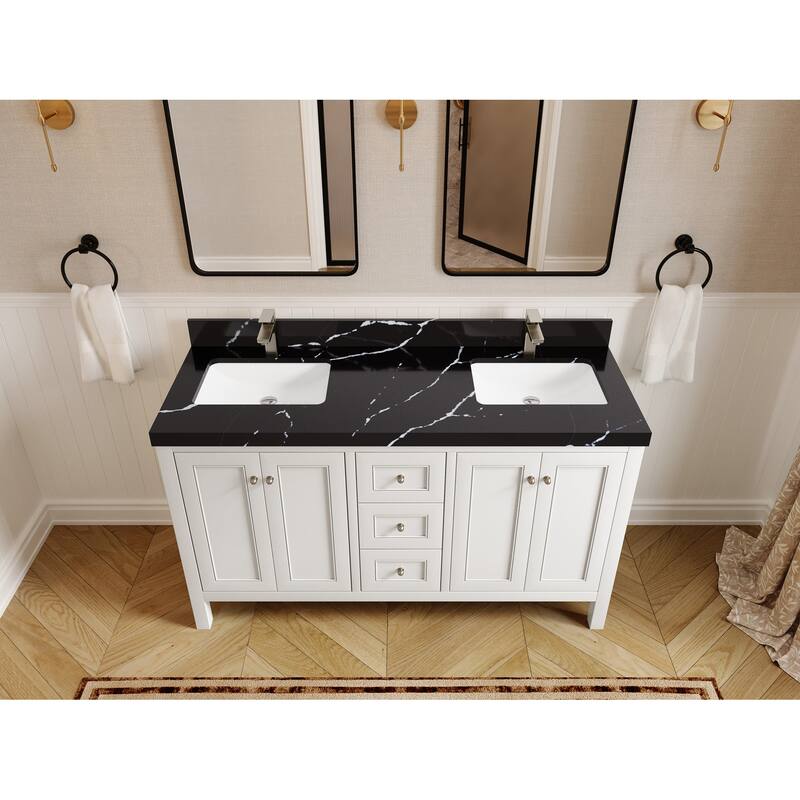 Willow Collections 60 in. W x 22 in. D Nashville Double Bowl Sink Bathroom Vanity with Countertop