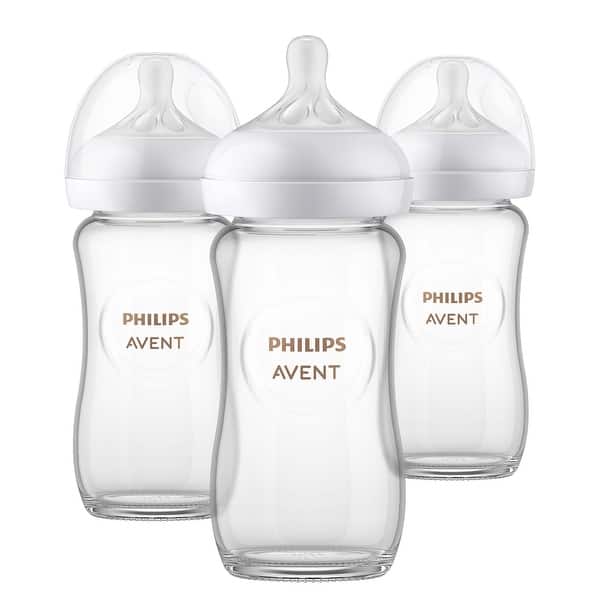 slide 2 of 6, Glass Natural Baby Bottle With Natural Response Nipple 8oz in 3 Pack - Clear Clear - Glass