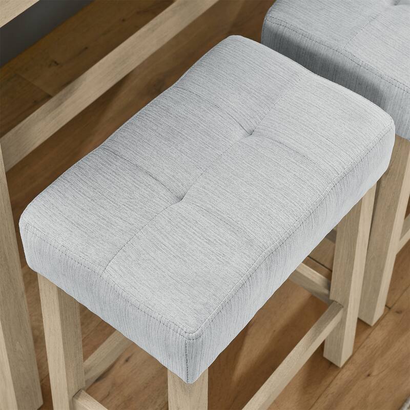 Modern 4-Piece Dining Set with Bar Table & 3 Upholstered Stools, Sofa Table with Built-In Charging Hub for Dining Room