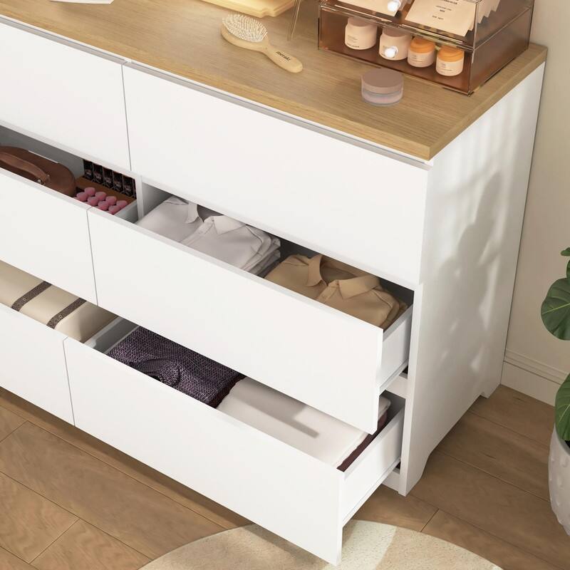 6-Drawer Wooden Storage Cabinet, Dresser & Clothes Organizer, Wide Storage Tower