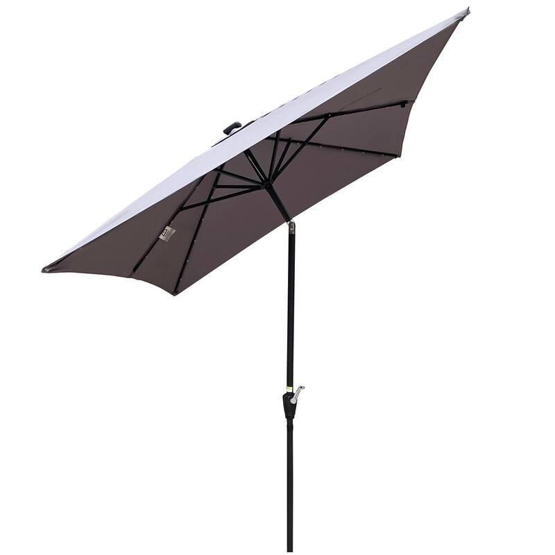 GEITIN 6.5ft Rectangular Patio Solar LED Lighted Outdoor Umbrellas with Crank