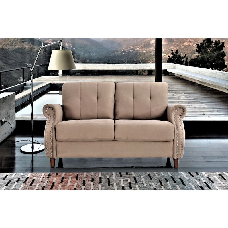 Bruce Nailhead Loveseat - Camel