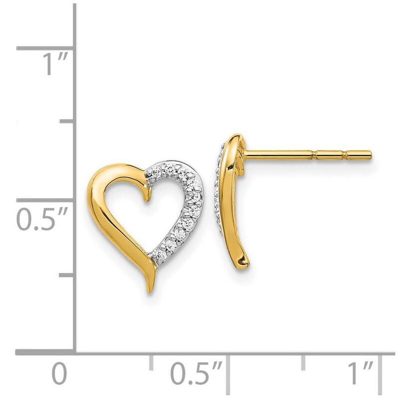 Curata 14k Gold Diamond Post Earrings - 10x9mm Wide